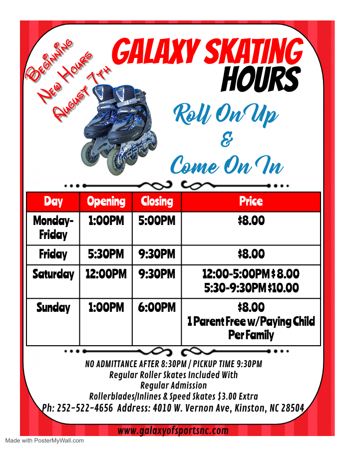 Galaxy Skating > Hours/Pricing